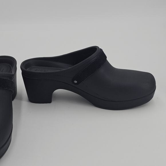 Crocs Black 'Sarah' High Heel Mule Clogs Slip On Shoes - Size 7 - Picture 9 of 12
